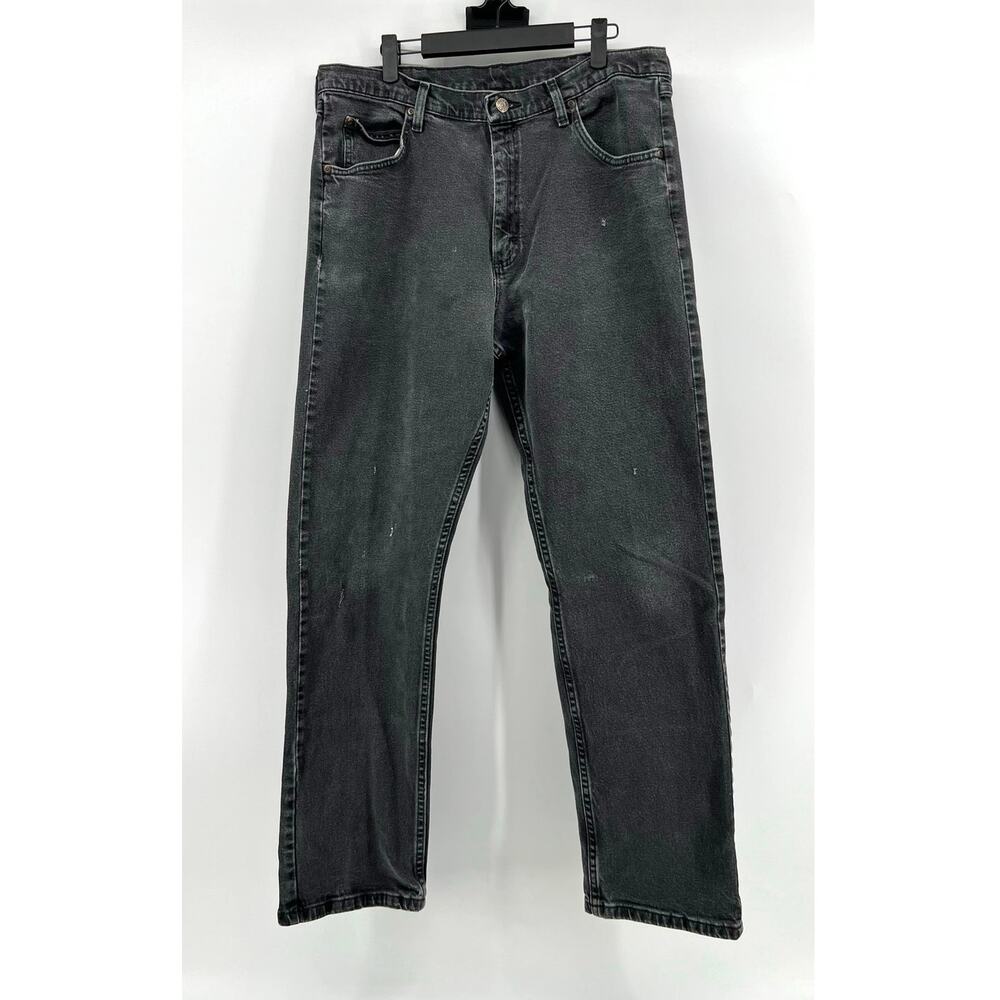 Wrangler Men's Regular Straight Fit Jeans Black Worn Look Denim Size 36x32